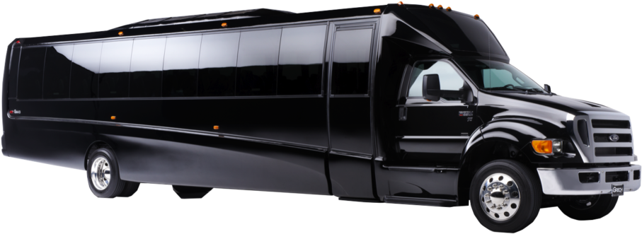 A black Ford F-450 shuttle bus