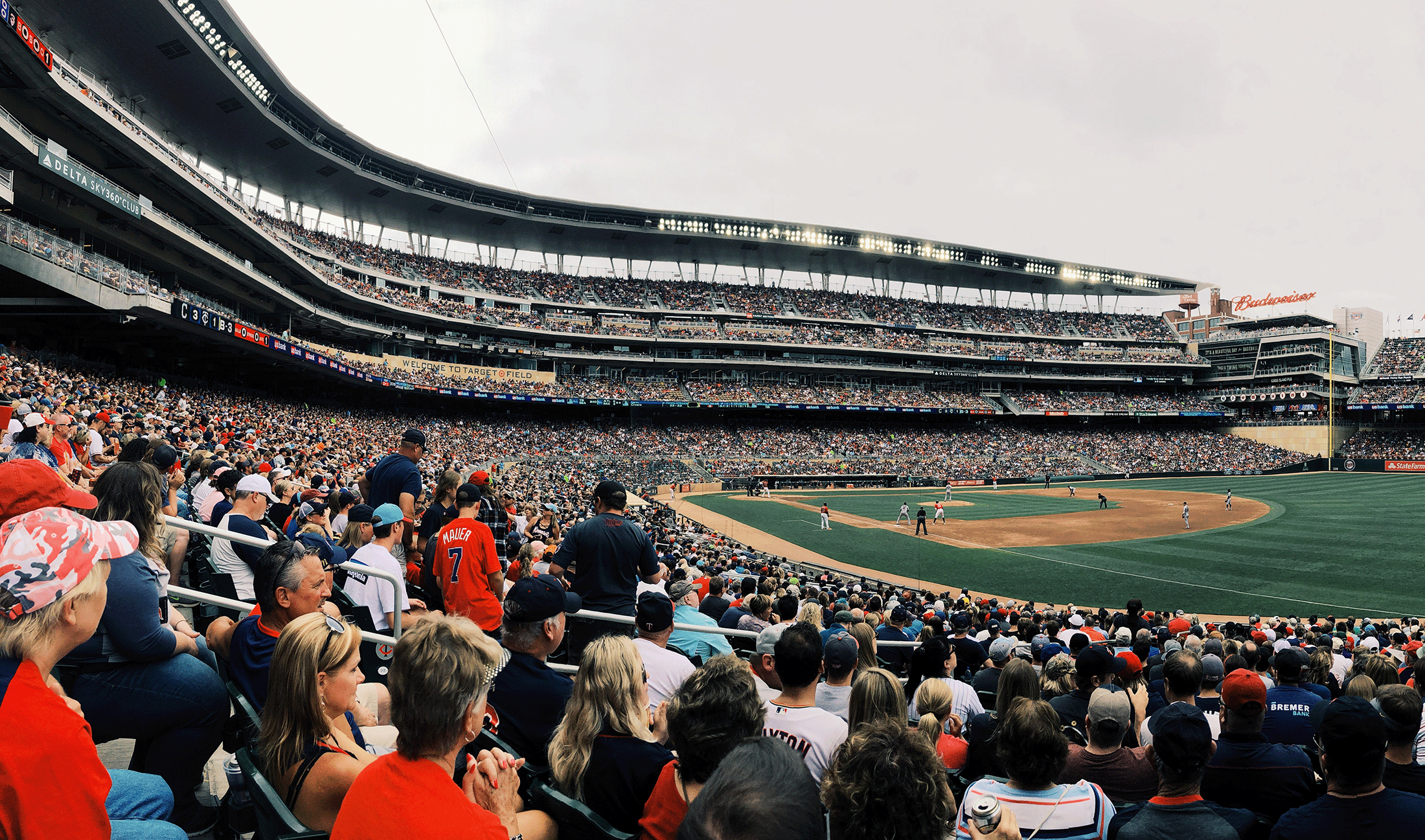 Fans take in the game from the arena stands