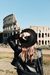 Woman exploring Rome between meetings.
