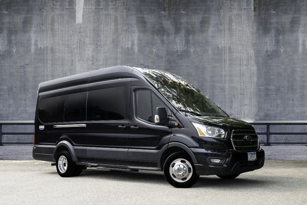 Sprinter vans will have forward-facing seats with 7-foot ceilings and ample leg-room. These can seat around 14 passengers.