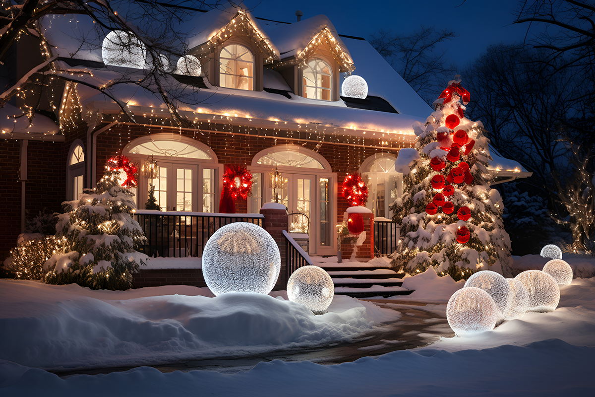 Serene Holiday Lights display adds a touch of magic to a winter night.