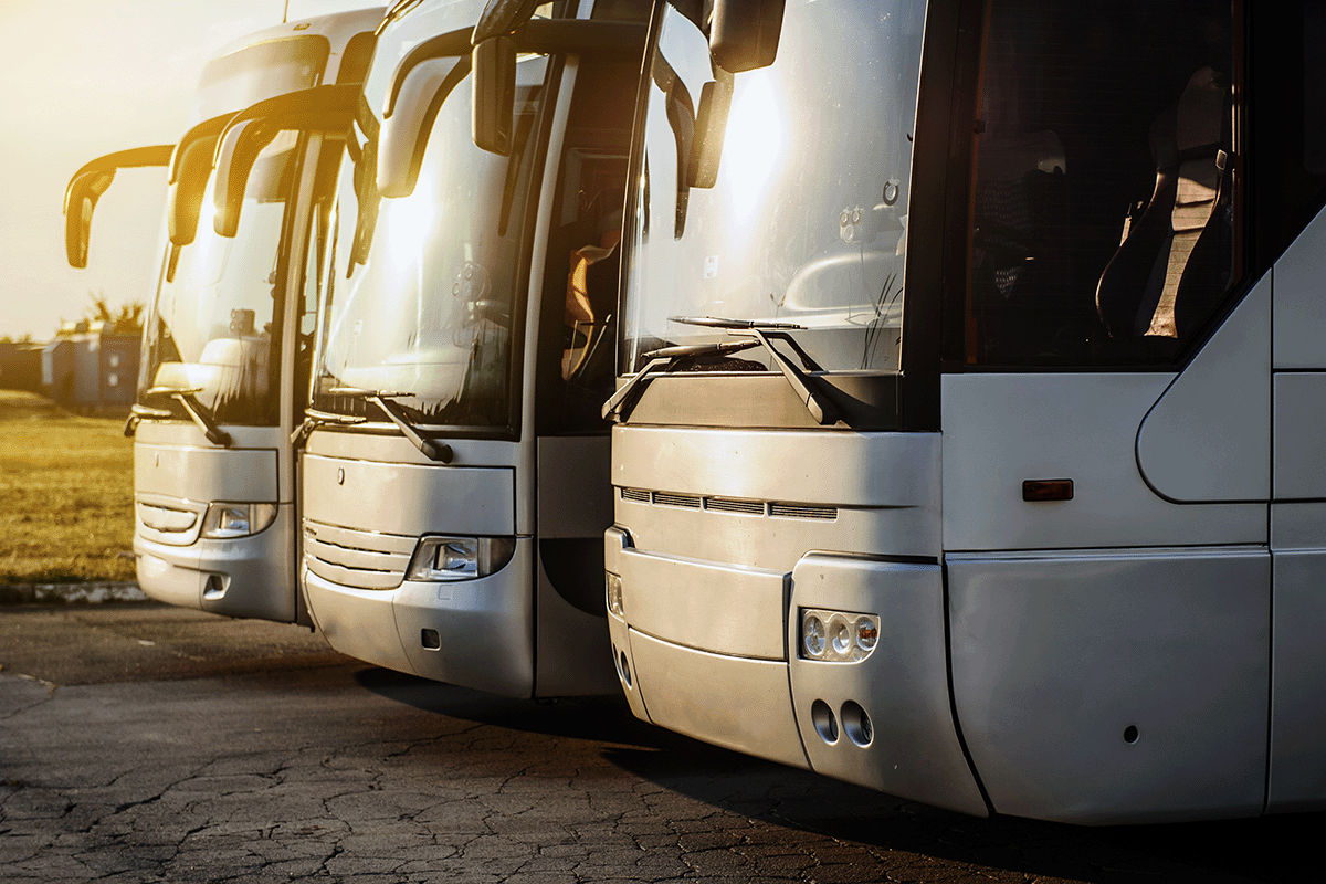 Executive Transportation's fleet of charter buses.