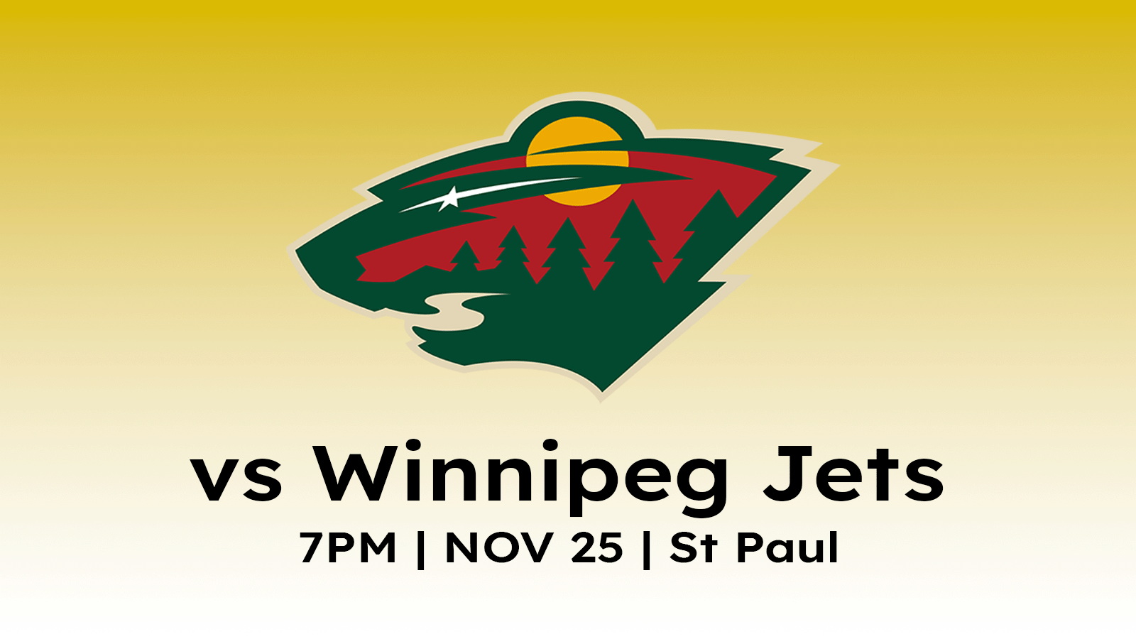 Minnesota Wild vs the Winnipeg Jets 7pm on November 25 at Xcel Energy Center in Saint Paul MN