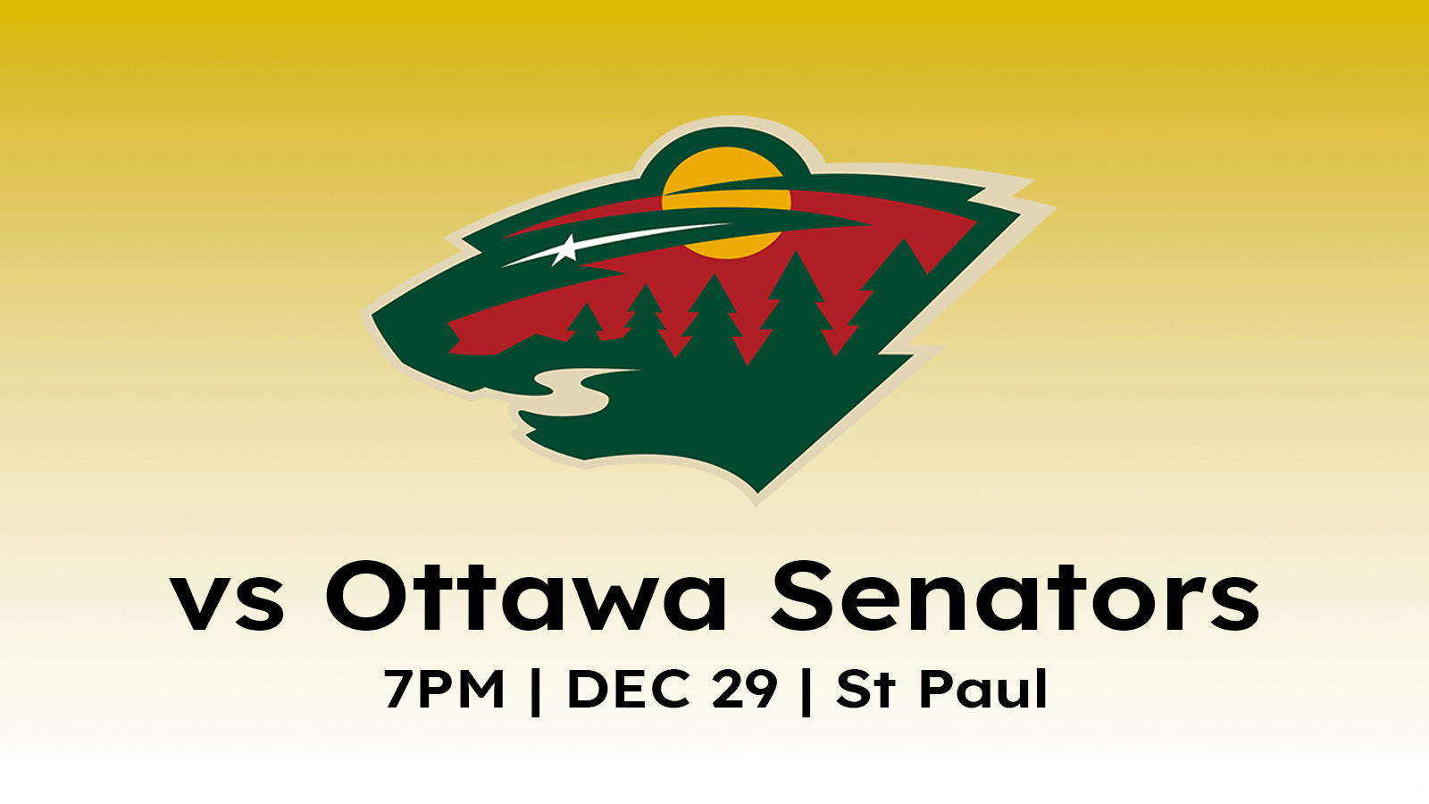 Ottawa Senators vs Minnesota Wild 7pm December 29, 2024 at Xcel Energy Center in Saint Paul MN