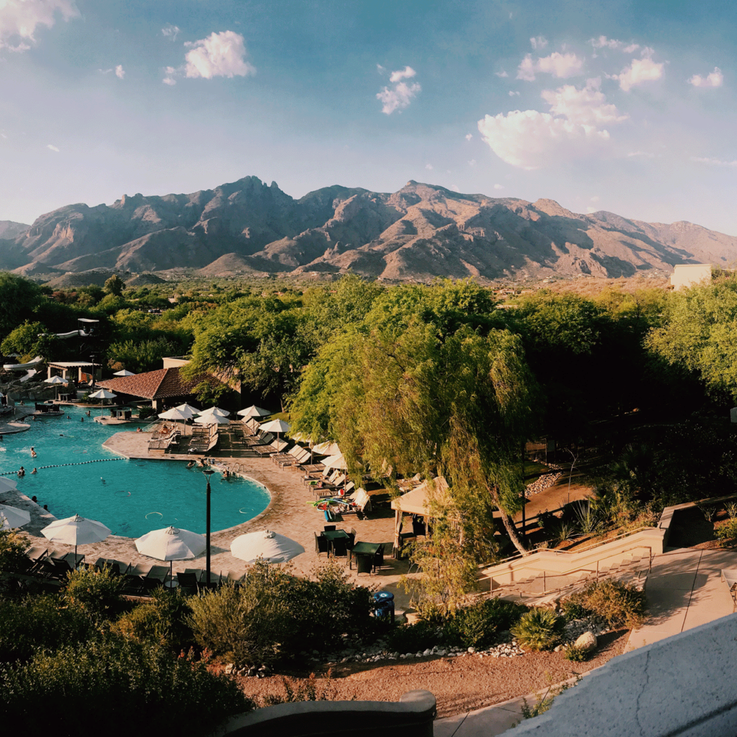 Resort framed by the mountains in arid Arizona