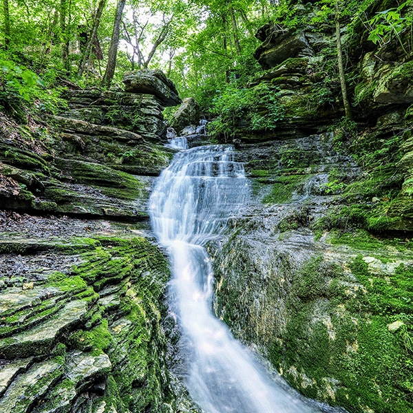 Beautiful waterfall tucked into the mountains in Arkansas.