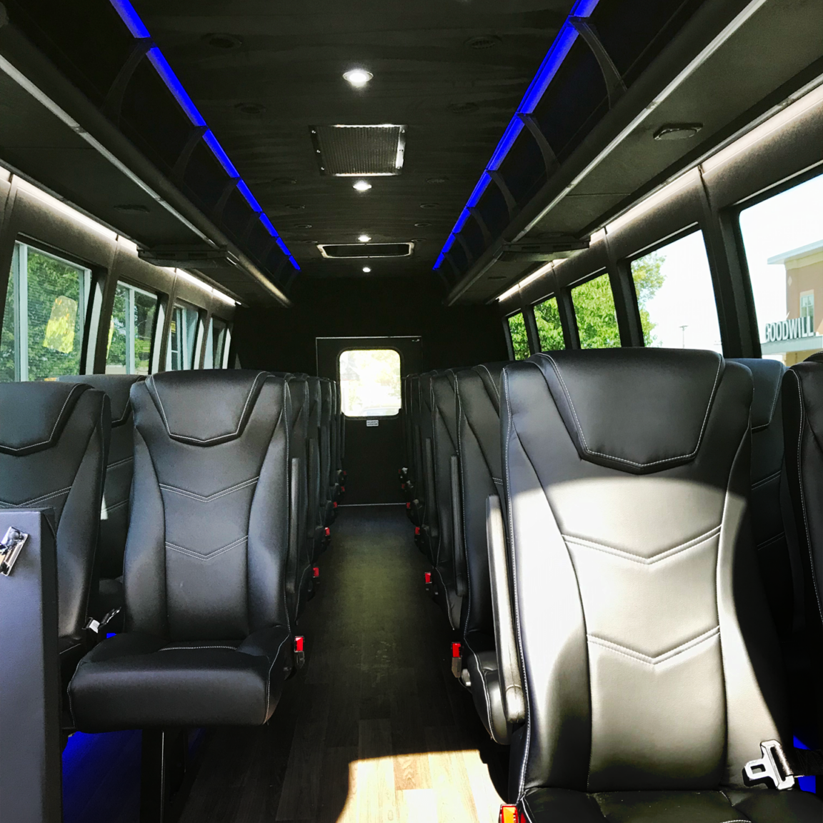 Luxury bus interior for large tour groups