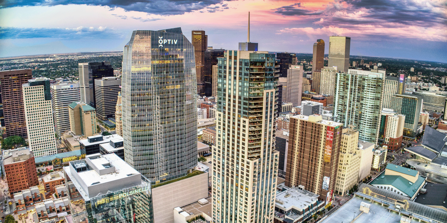 Aerial view of downtown Denver