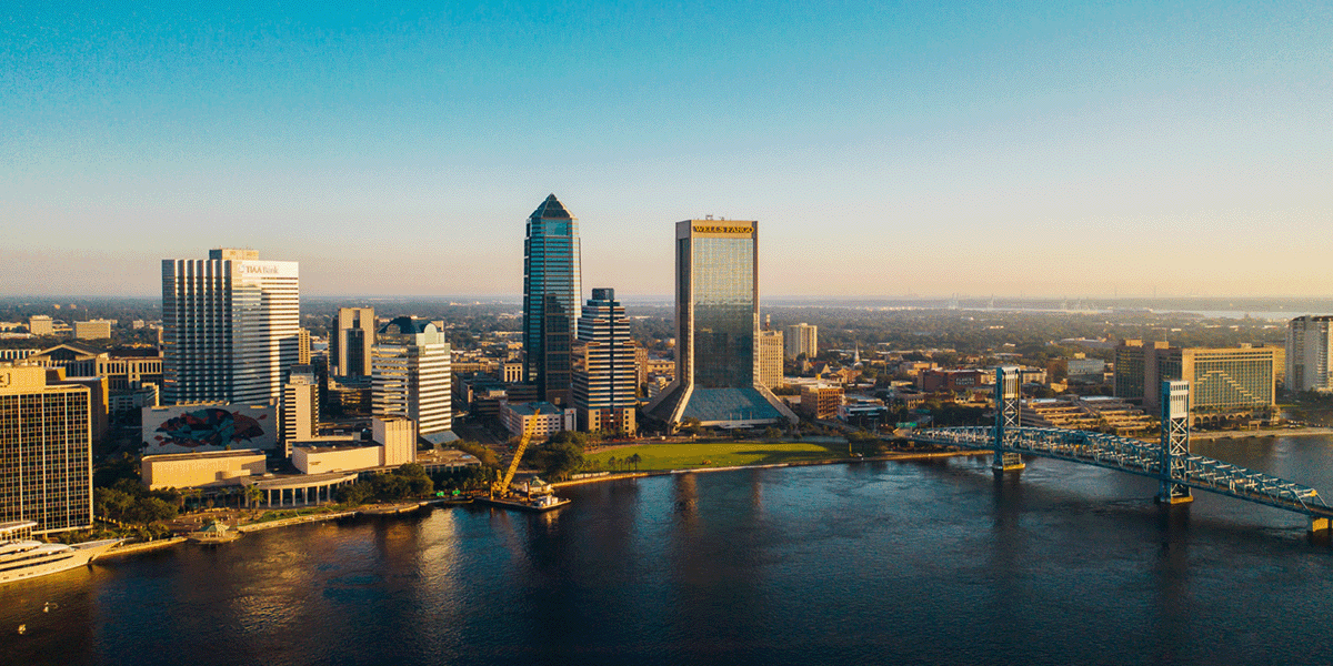 Florida city skyline on the waterfront