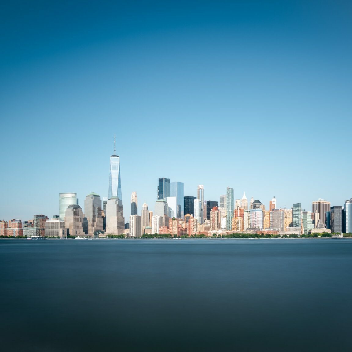 A view from the Atlantic Ocean of the New York skyline