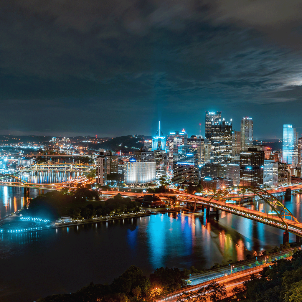 Pittsburgh from the hill at night.