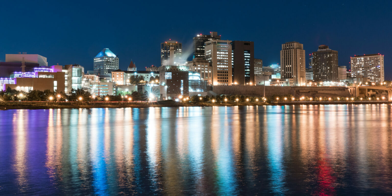 Skyling of Downtown Saint Paul over the Mississippi River