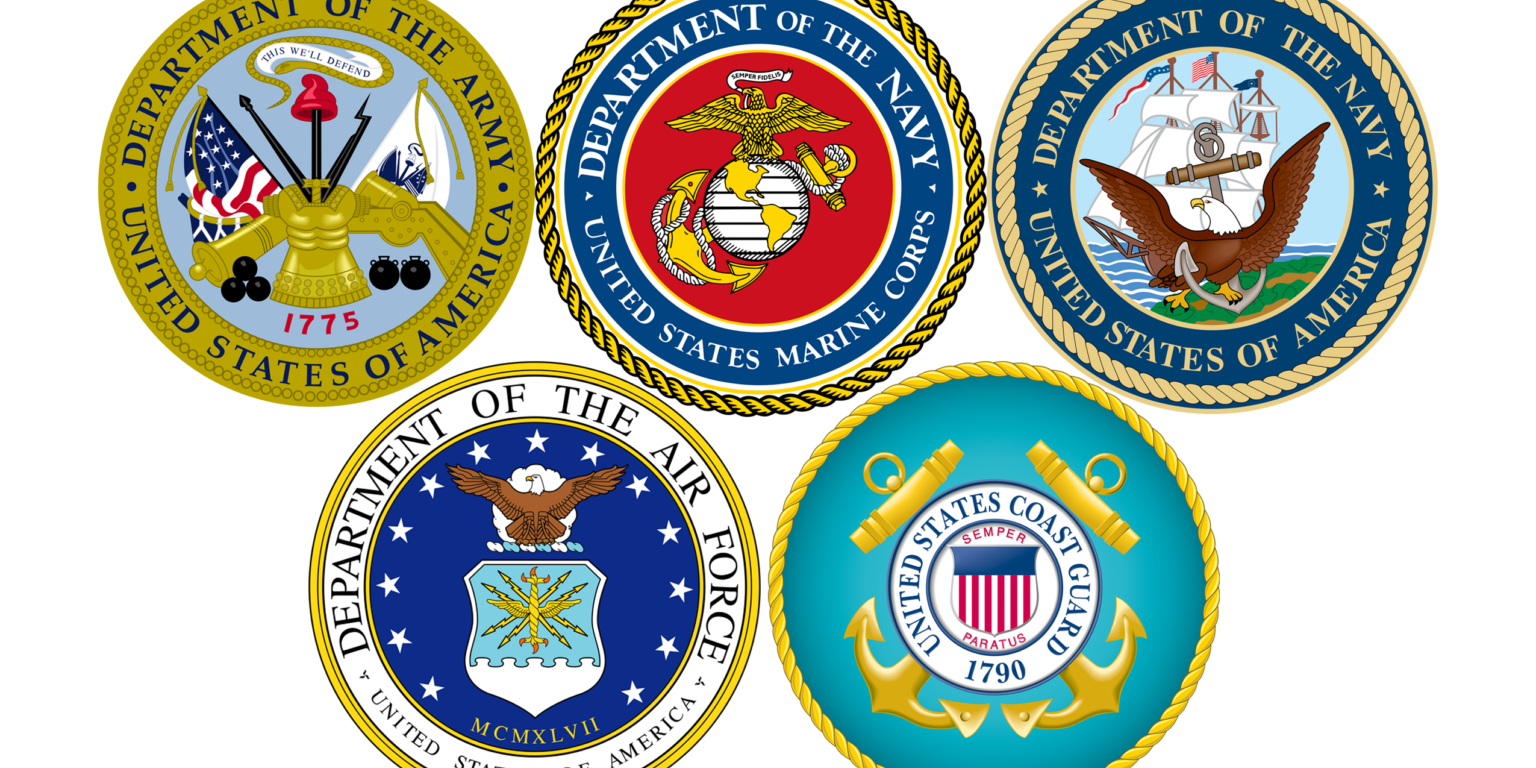 Logos for the Branches of the US Military to highlight the branches the veterans featured in this blog post served in.