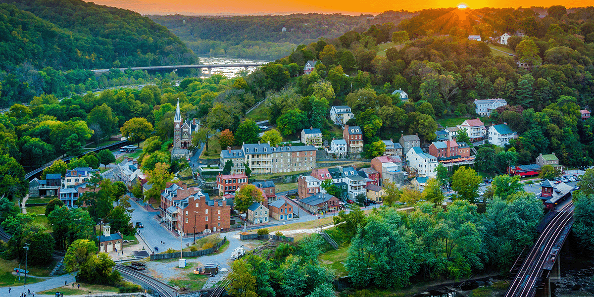 Quaint towns nestled into the hills in West Virginia.